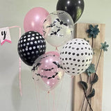 Pink Black Halloween Balloons with 3D Bat Stickers Polka Dot Balloons Party Decor