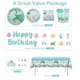 201 Pieces Ocean Party Decorations, All-In-One Sea Turtle Birthday Party Pack, Includes Banner, Plates, Tablecloth, Cake Toppers, Balloons, Under The Sea Decorations For 25 Guests