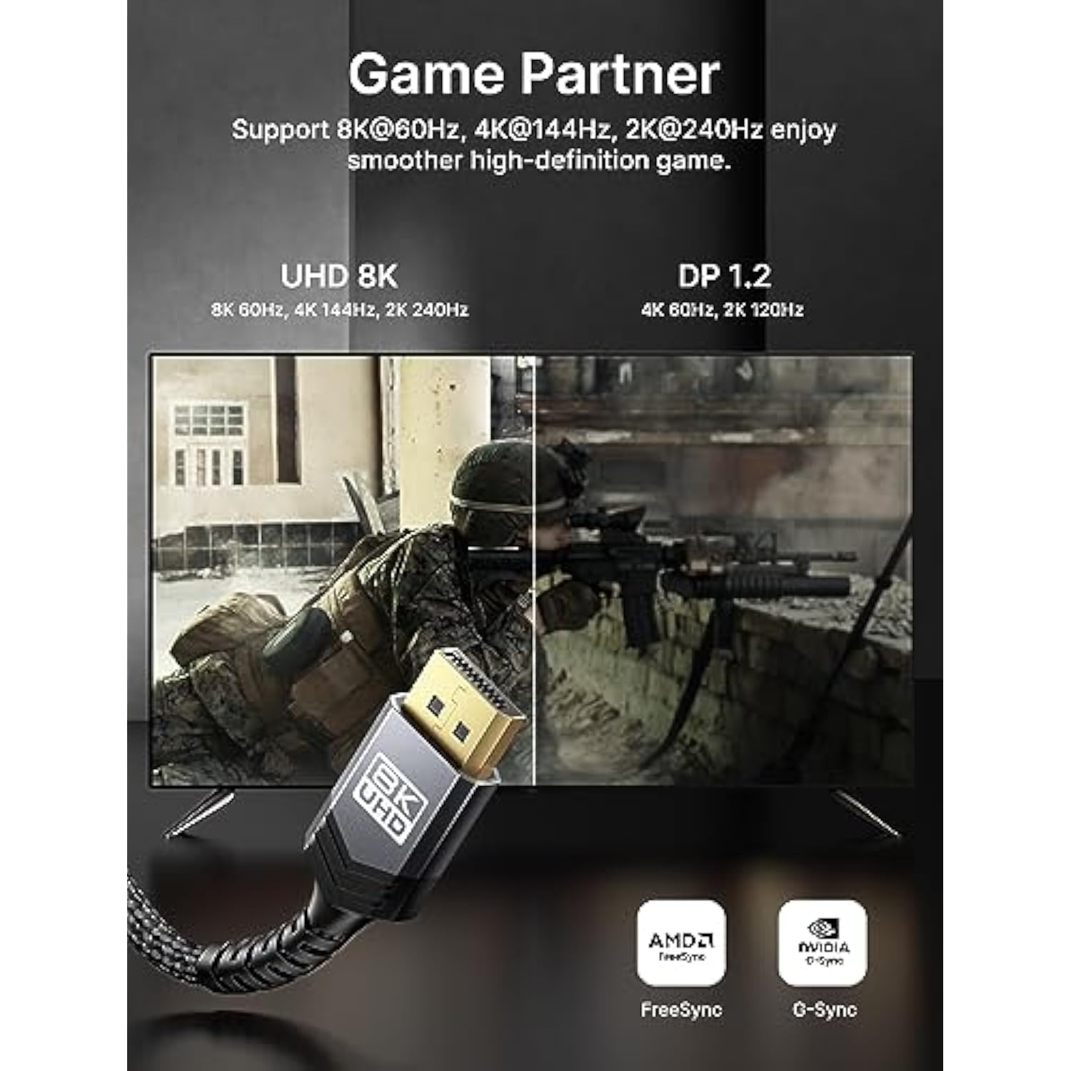 Displayport Cable 1.4 15Ft | 8K Dp Cable High Speed Display Port Cord | 8K@60H