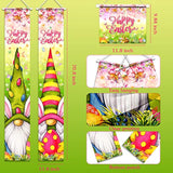 Easter Banner Decoration - 3Pcs Gnome Bunny Porch Signs & Backdrop, Pink, 70.86" X 11.81" Vinyl, Spring/Easter Day Supplies