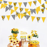 32Ft Yellow And Black Plaid Sunflower Pennant Banner Fabric Triangle F