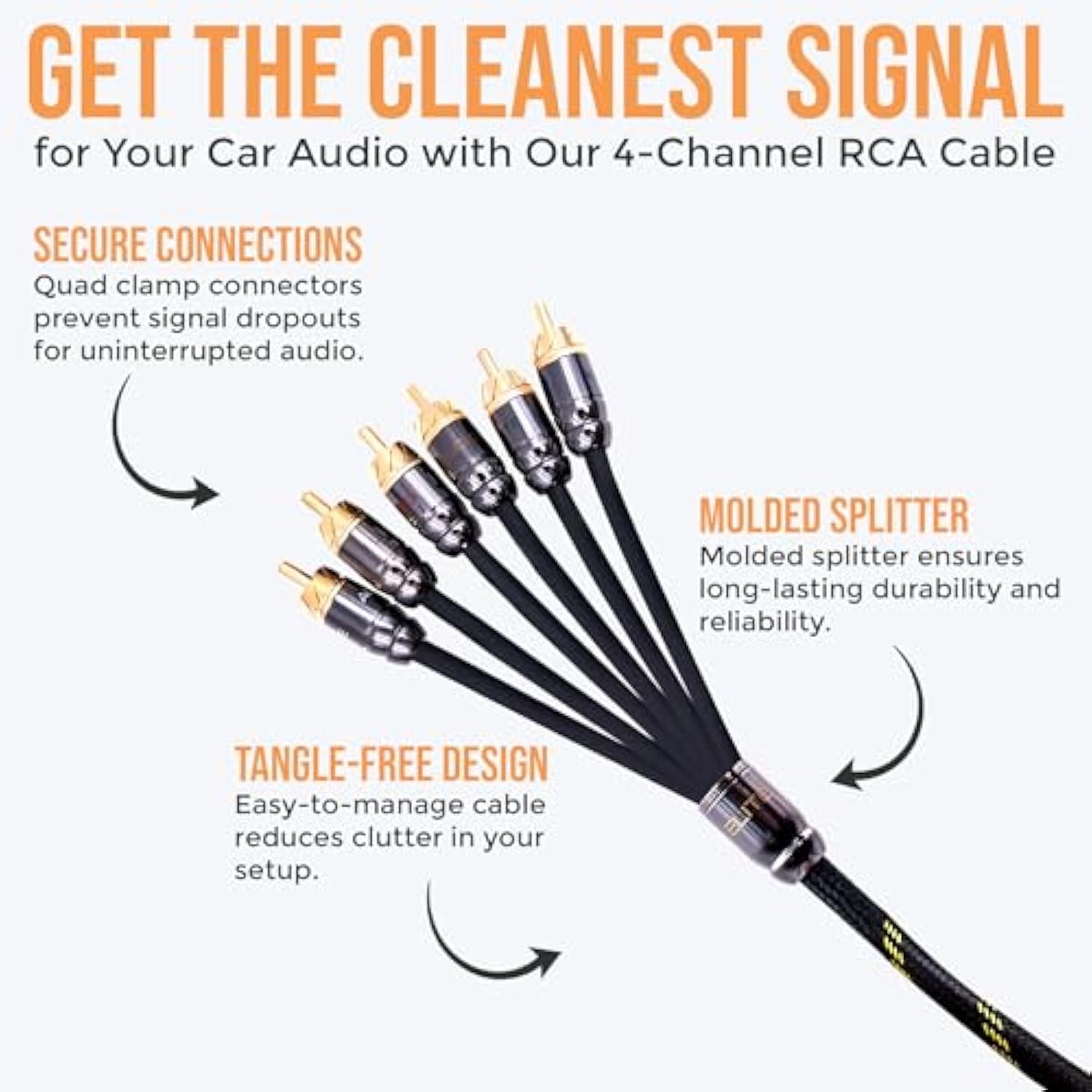 Pro 100% Ofc Copper 6 Channel 15 Ft Rca Audio Interconnect Stereo Cable With T