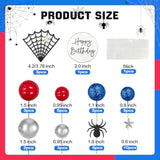 Spider Cake Topper Spider Web Cupcake Decorations Spiders Theme Cake Decor Glitter Happy Birthday Toppers Stars Red Silver Blue Balls Cupcake Topper For Boys Men Baby Shower Party Supplies