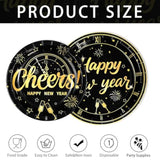 200Pcs Happy New Year 2026 Party Decorations Black Gold Firework Paper Plates And Napkins Disposable Cheers To 2026 Tableware Sets For New Year'S Eve Christmas Holiday Birthday Decorations, Serves 50