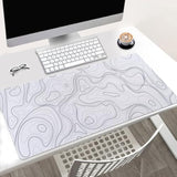 Large Desk Mat With Topographic Pattern, 31.5 X 15.7 Inches, White And Black?Gaming Mouse Pad With Non-Slip Base