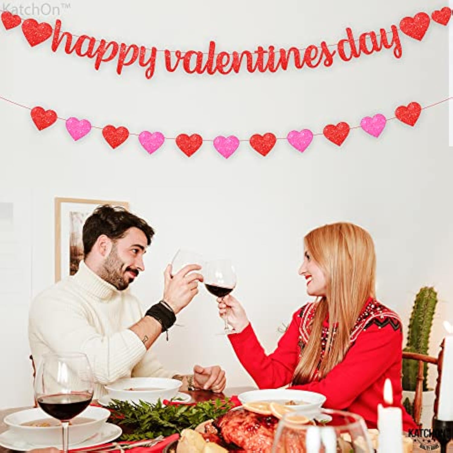 Glitter Happy Valentine'S Banner - 10 Feet, No Diy | Red Pink Heart Garland For Valentine'S Decorations | Classroom Decor