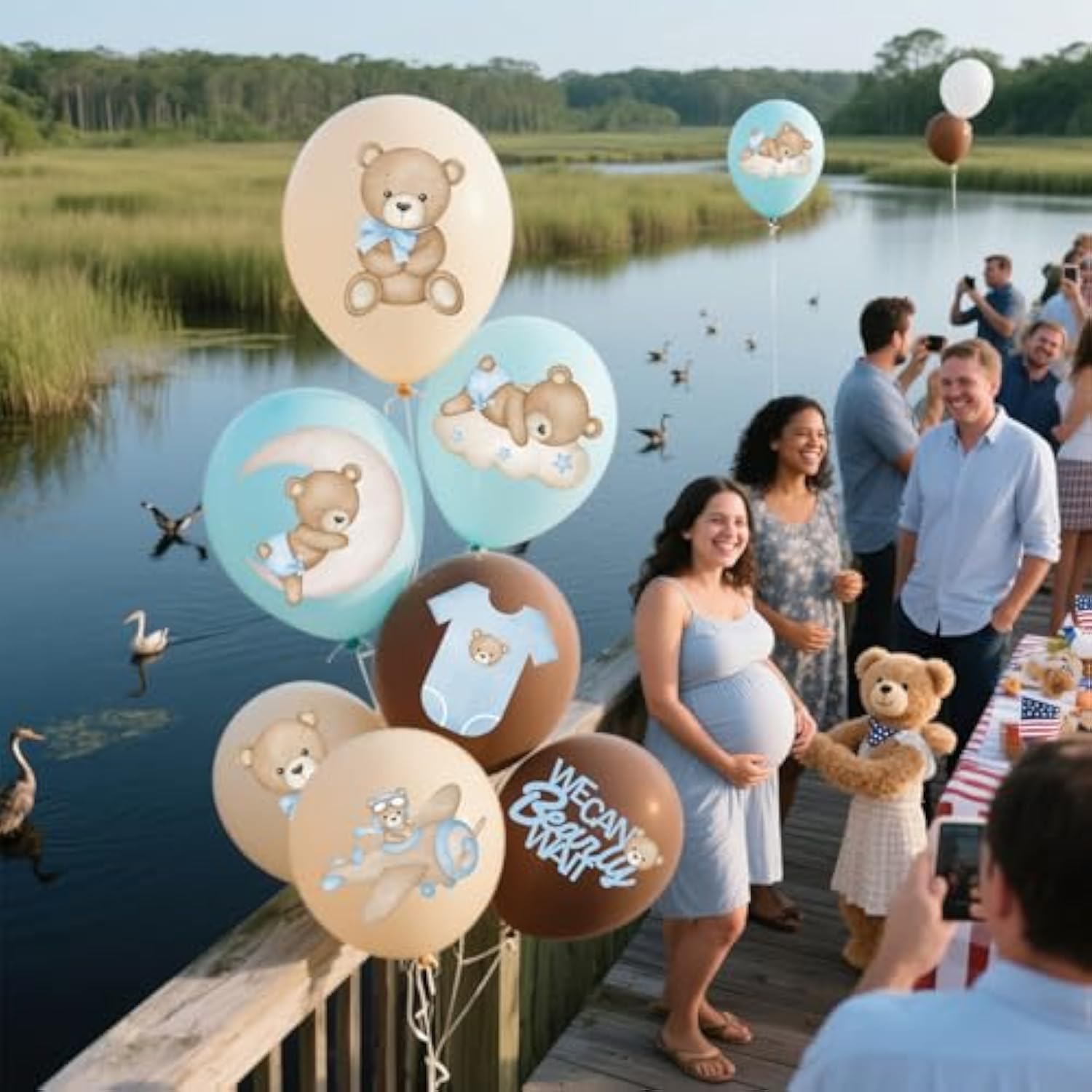 24Pcs Bear Balloons For We Can Beary Wait Baby Shower Decorations 12Inch Balloons For Bear Baby Shower Birthday Party Decorations