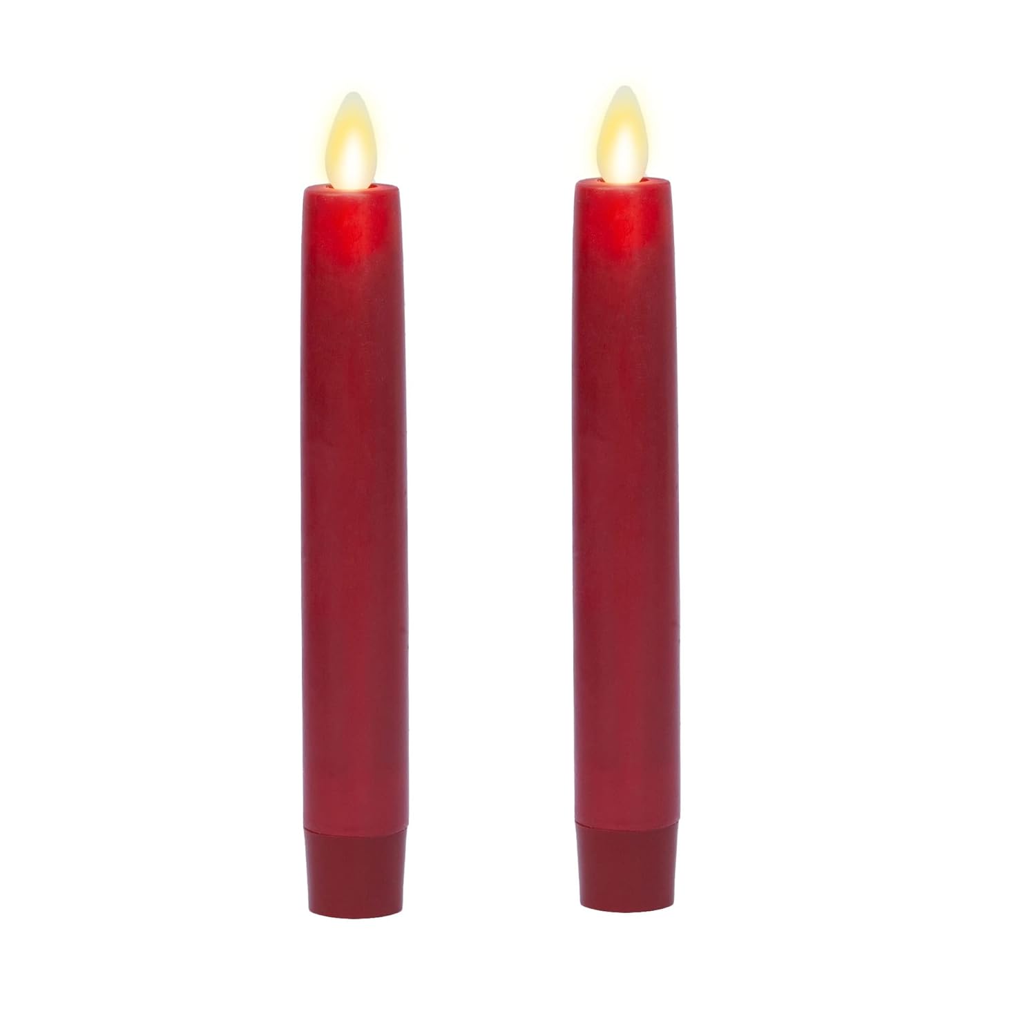 - Flameless Battery Operated Taper Candle - Red - Pack Of 2-1X6 Inch - Led Flickering Flame - Realistic Safe For Home Kids And Pets