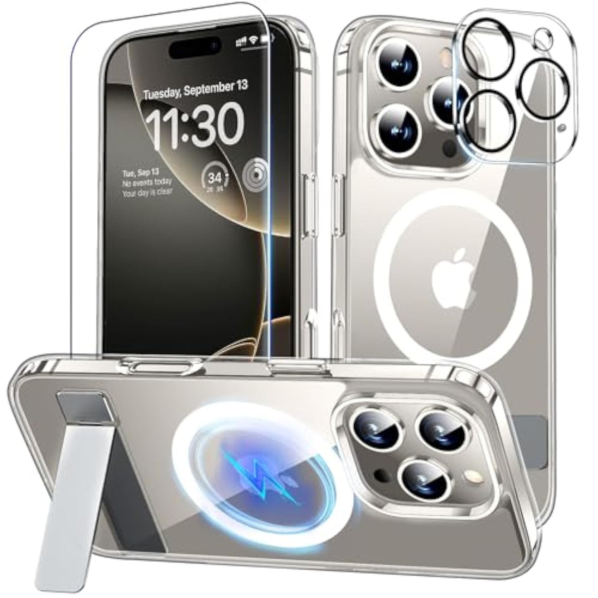 iPhone 16 Pro Case, MagSafe, Kickstand, Screen Protector, Anti-Yellow