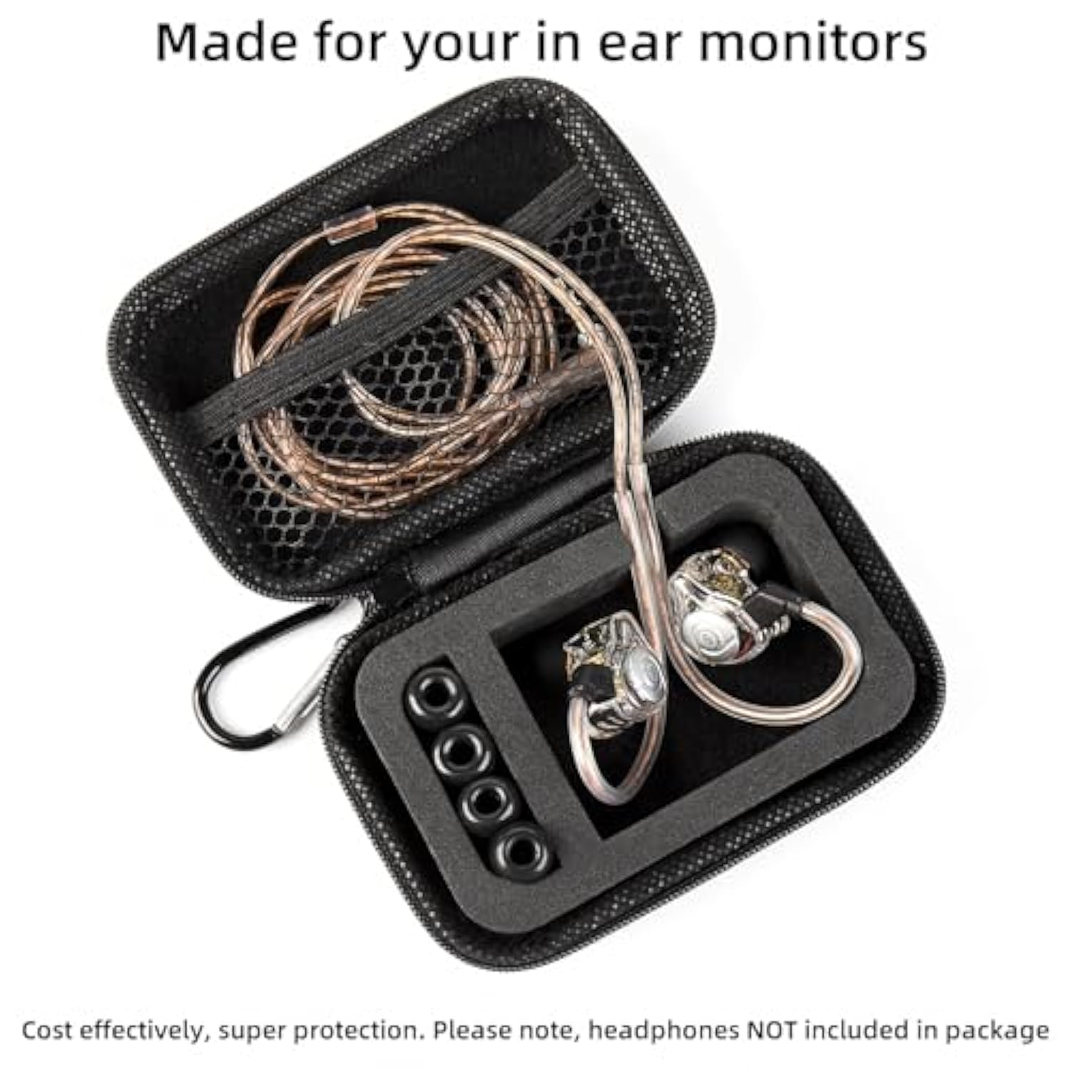 Kz Zs10 Pro Iem Case For In Ear Monitor, Ccz Zc02 Earbuds Case With Carabiner, Eva Travel Storage Bag For Cca Cra, Shure Se215, Moondrop Chu, Ccz Melody, Kbear Ks1, Tangzu Wan'Er, Iems Cable, Ear Tips