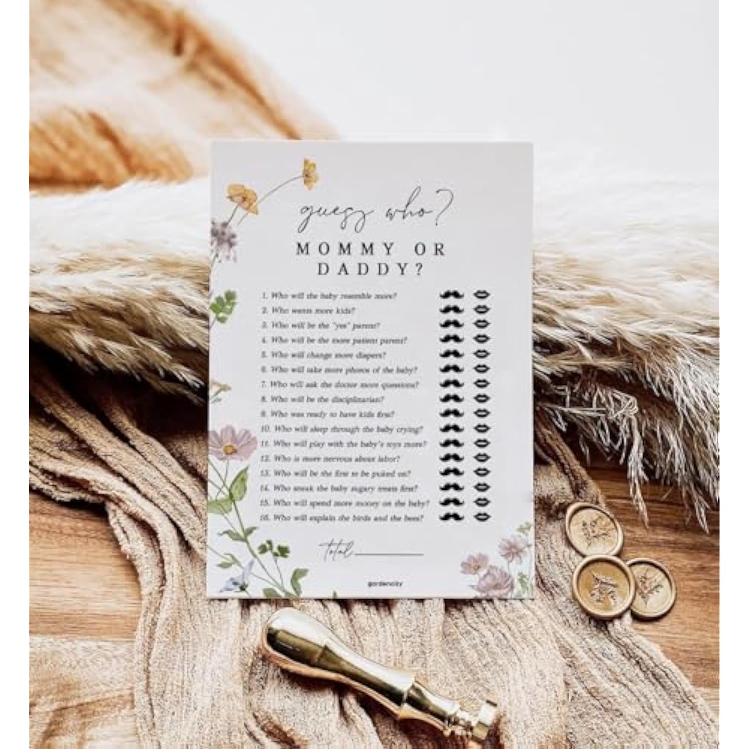 Guess Who Mommy Or Daddy Baby Shower Game, Fun Baby Shower Games For Boy Or Girl, Gender Neutral, 50 Pack, Wildflower