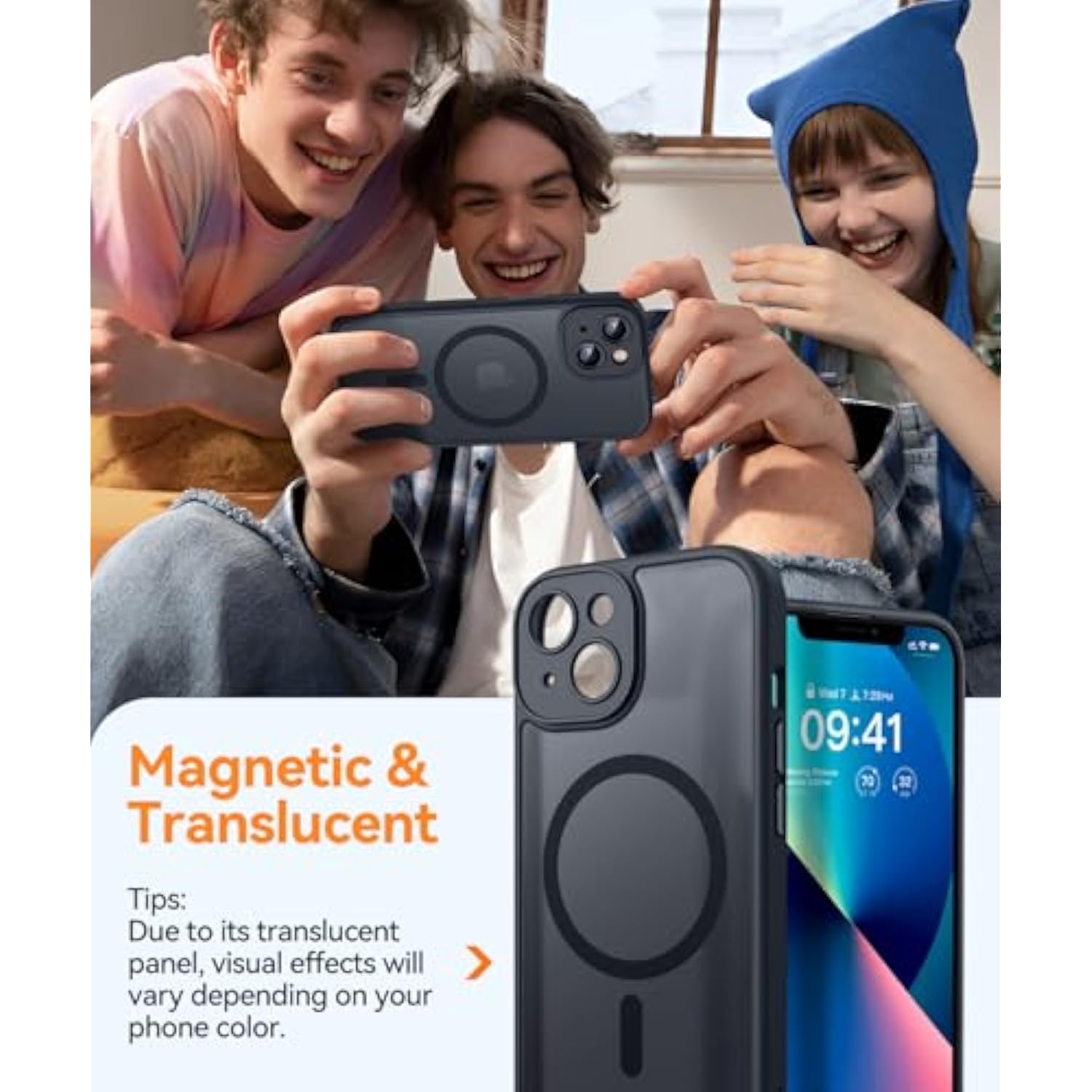 Magnetic For Iphone 13 Case, Upgraded [Full Camera Protection] [Compatible With Magsafe] [Translucent Matte] Shockproof Protective Phone Case For Iphone 13 6.1" - Black