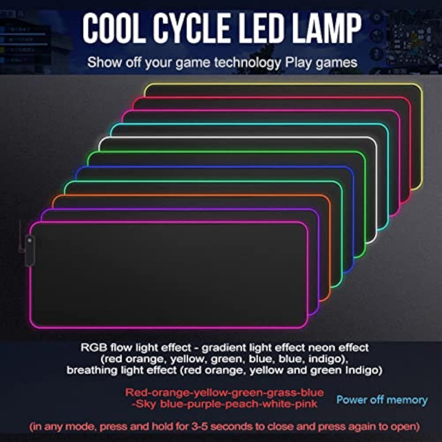 Large Rgb Gaming Mouse Pad For Desk Pad,Led Mouse Mat 7 Lighting Color And 3 Dynamic Modes,Waterproof Laptop Mouse Mat