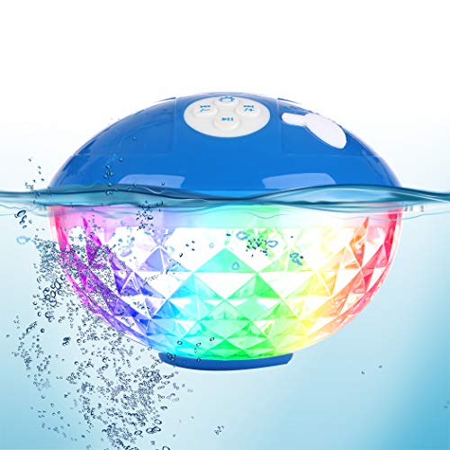 Bluetooth Pool Speaker with Colorful Light, Portable Floating Pool Speaker IP68 Waterproof,Built-in Mic, Floatable Crystal Clear Sound Wireless