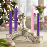 Flameless Advent Candles Battery Operated With Remote, Set Of 5 Wax Christmas Taper Nativity Candles, Led Advent Wreath Candles For Church Home Christian Decor, 3 Purple & 1 Pink & 1 White