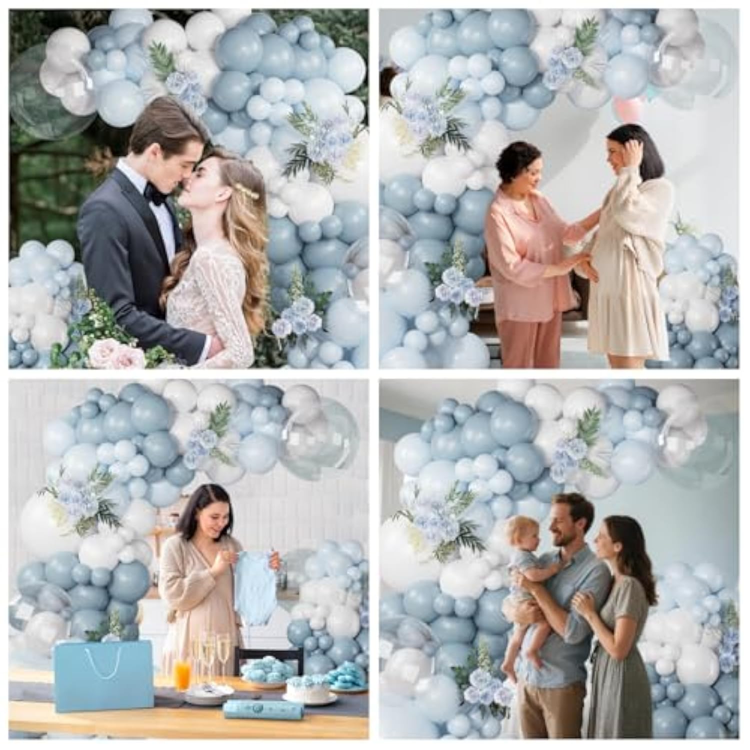 Dusty Blue Balloon Arch Kit,122 Pcs Dusty Blue And White Balloons,Macaronblue White Balloon Arch Garland Kit For Boy Baby Shower Gender Reveal,Men Birthday,Graduation Decorations,Bridal Shower