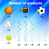 Sports Hanging Swirls Banner Decor 60 Pieces Foil Ceiling Hanging Swirls Streams Banner Decorations Garland For Kids Sport Celebrating Events Birthday Party Supplies Room Wall Decor