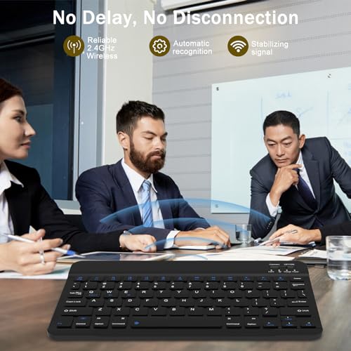 Rechargeable Bluetooth Keyboard And Mouse Combo, Universal Ultra-Slim Wireless Keyboard Mouse Set For Android Windows Ipad Iphone Samsung Tablet Portable Compact Keyboard Set (Black)