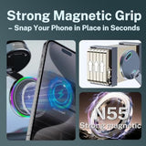 For Magsafe Car Mount Charger, 15W Wireless Charger Suction Cup Phone Mount With Breathing Rgb Light, 360 Adjustable Vacuum Magnetic Phone Holder For Iphone 17 Pro Max 17 Air 16 15 Plus