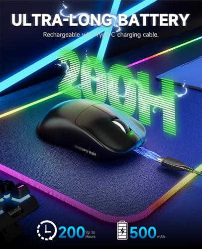 Dragonfly F1 Moba Wireless Gaming Mouse, 55G Ultralight, Paw3395 26K Dpi Optical Sensor, Optimized Tactile Click Feel, Anti-Slip Silver Coating Grip, 4000Hz Polling Supported, Esports Mouse, Black