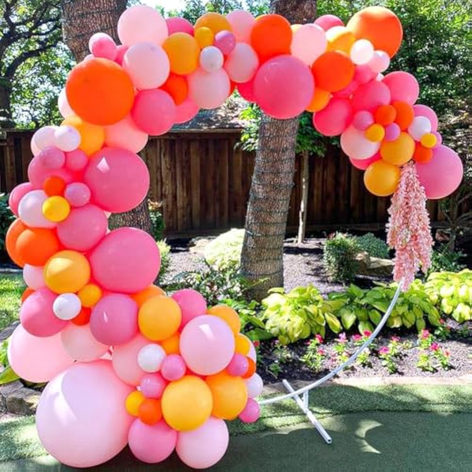 Pink Balloons Garland Arch Kit, Pink Yellow Orange Balloon Garland Balloons Arch Kit, Latex Party Balloons For Girls Birthday Party Baby Party Shower Weddding Graduation Decoration Party Supplies