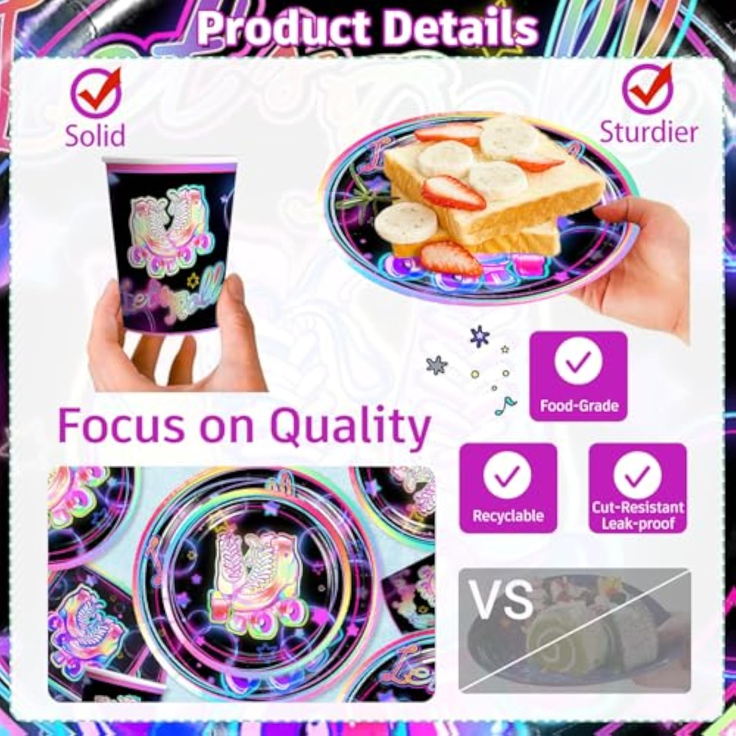 189Pcs Roller Skating Party Supplies Tableware Set, Roller Skate Party Decorations Include Banner Plates Napkins Cups Tablecloth For Birthday Party, Birthday Decorations For Girl