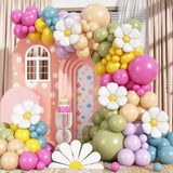 Daisy Pastel Balloon Garland Kit, 168Pcs Pink And Green Yellow Wildflower Party Decorations For Wild Flower Baby In Bloom Baby Shower Spring Daisy Theme Birthday Boho Mothers Day Party Decorations