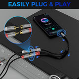 3.5Mm To 2 Rca Cable, [24K Gold Plated] Stereo Rca Y Splitter 3.5Mm Male To 2R