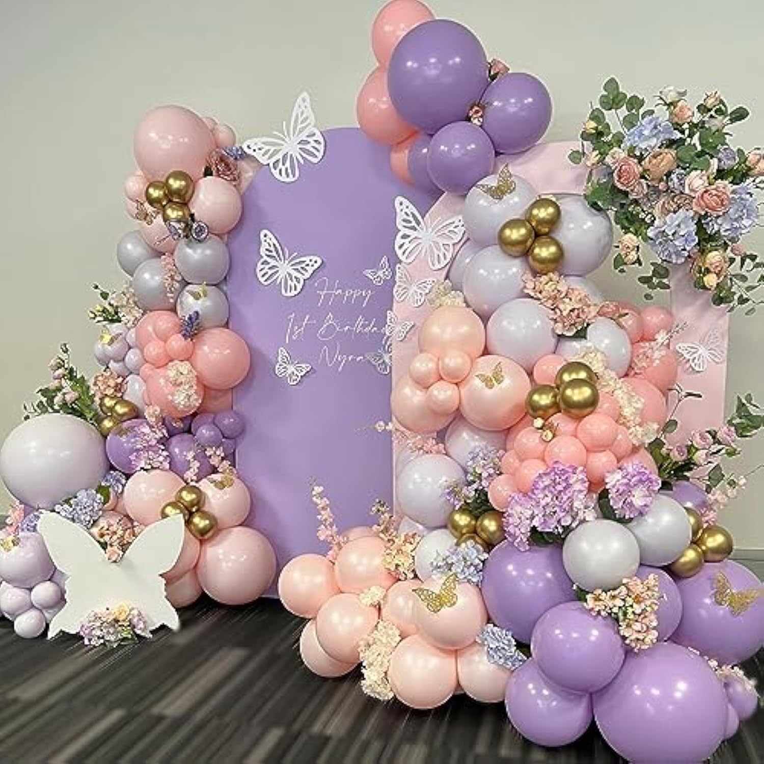 Pink Purple Balloon Arch Kit 140Pcs Lavender Gold Balloons for Party Decorations