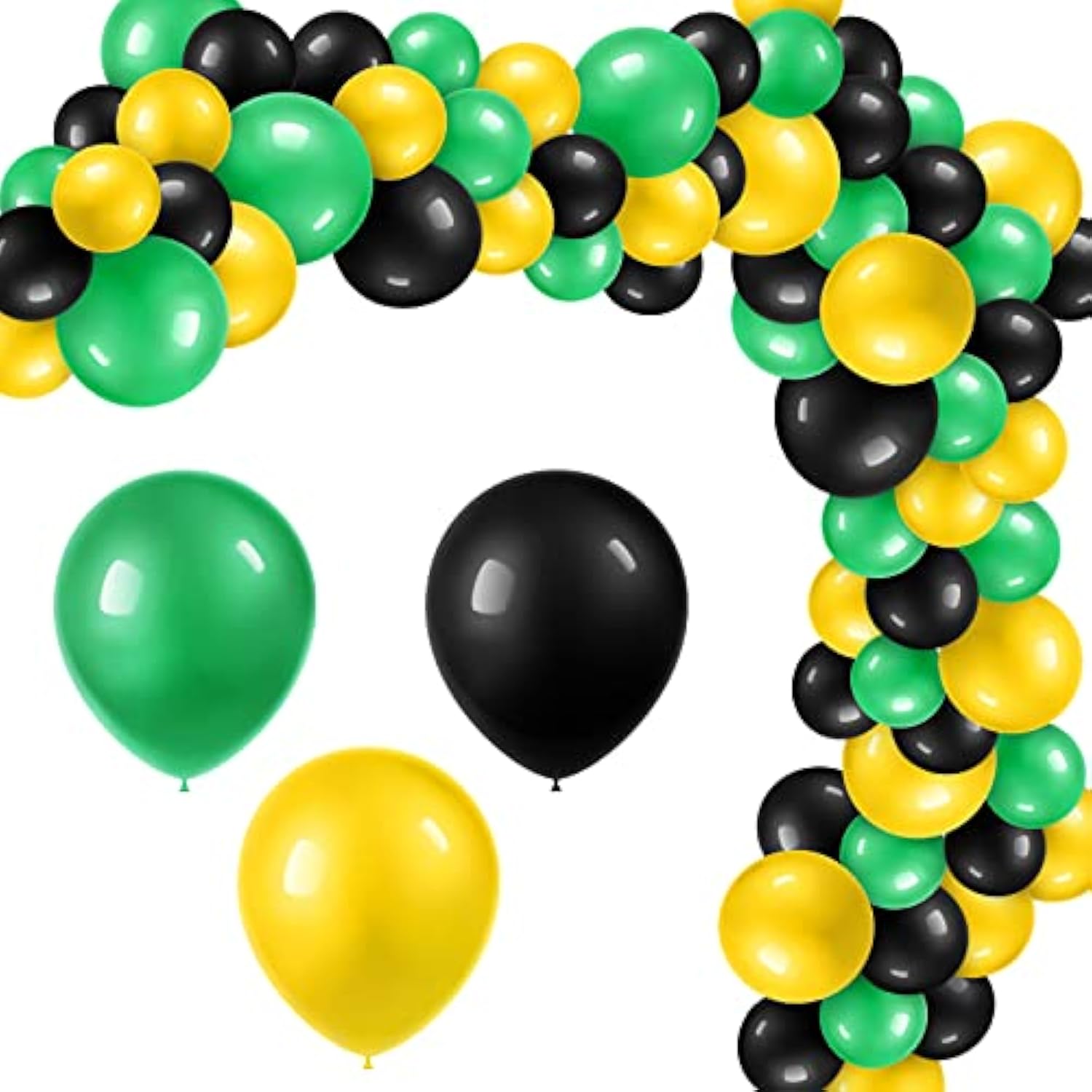 120 Pcs Juneteenth Day Balloons Jamaica Latex Balloons Bulk 12 Inch Black Yellow Green Decor For Black History Month Independence Freedom Day Decorations Birthday Party Favors