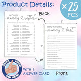 Hilarious Baby Shower Games, Who Knows Mommy Best & Would Mommy Rather Double-Sided Games, Minimalism Baby Shower Decorations Favors Ideas-25 Pcs 5X7 In -B01