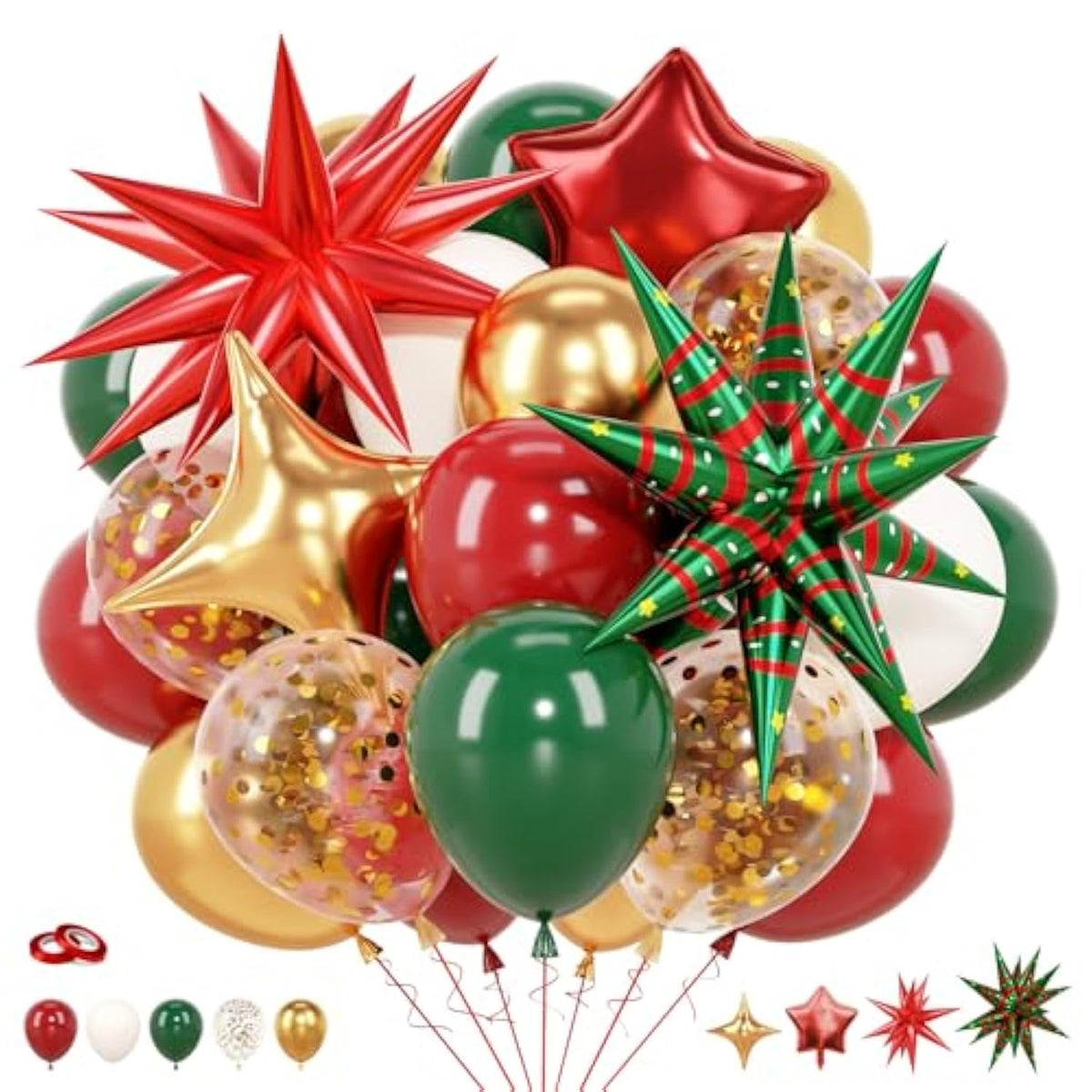 68Pcs Christmas Balloons 12 Inch Red Green Gold Balloon For Christmas Party Decorations Holiday Decor Xmas Photo Booth Backdrop Supplies