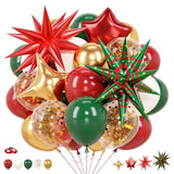 68Pcs Christmas Balloons 12 Inch Red Green Gold Balloon For Christmas Party Decorations Holiday Decor Xmas Photo Booth Backdrop Supplies