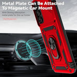 Phone Case For Samsung Galaxy A15 5G Case With Hd Screen Protector & Slide Camera Cover & Rotated Ring Kickstand, [Military-Grade] Phone Case For Galaxy A15 5G (Red)