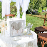 White Wedding Card Box For Party, Pvc Gift Card Box For Wedding Decorations With Heart Acrylic Window, Envelope Money Boxes For Reception Bridal Baby Shower Graduation Birthday Decor