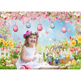 Happy Easter Banner Backdrop 7X5Ft Spring Flower Garden Bunny Rabbit Easter Background Egg Hunt Easter Party Decorations Photo Booth Props