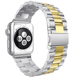 Metal Bands Compatible With Apple Watch Band 41Mm 40Mm, Dressy Stainless Steel Chain Strap For Men Iwatch Series Ultra/Ultra2/10/9/8/7/6/5/4/3/2/1 Se, Silver/Gold 42Mm(Series 10) 38/40/41Mm