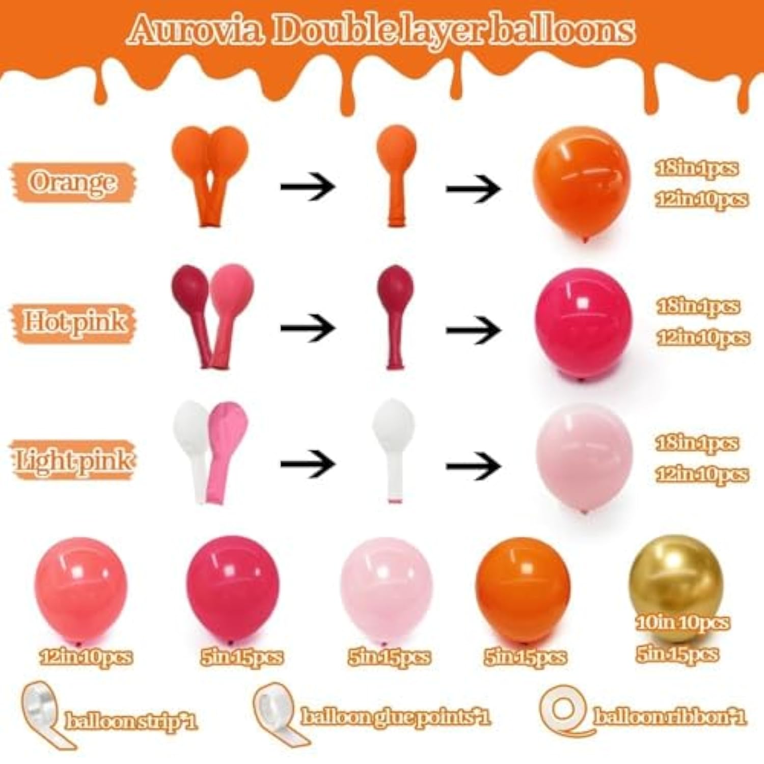 Pink & Orange Balloon Arch Kit: Tropical Party Decor