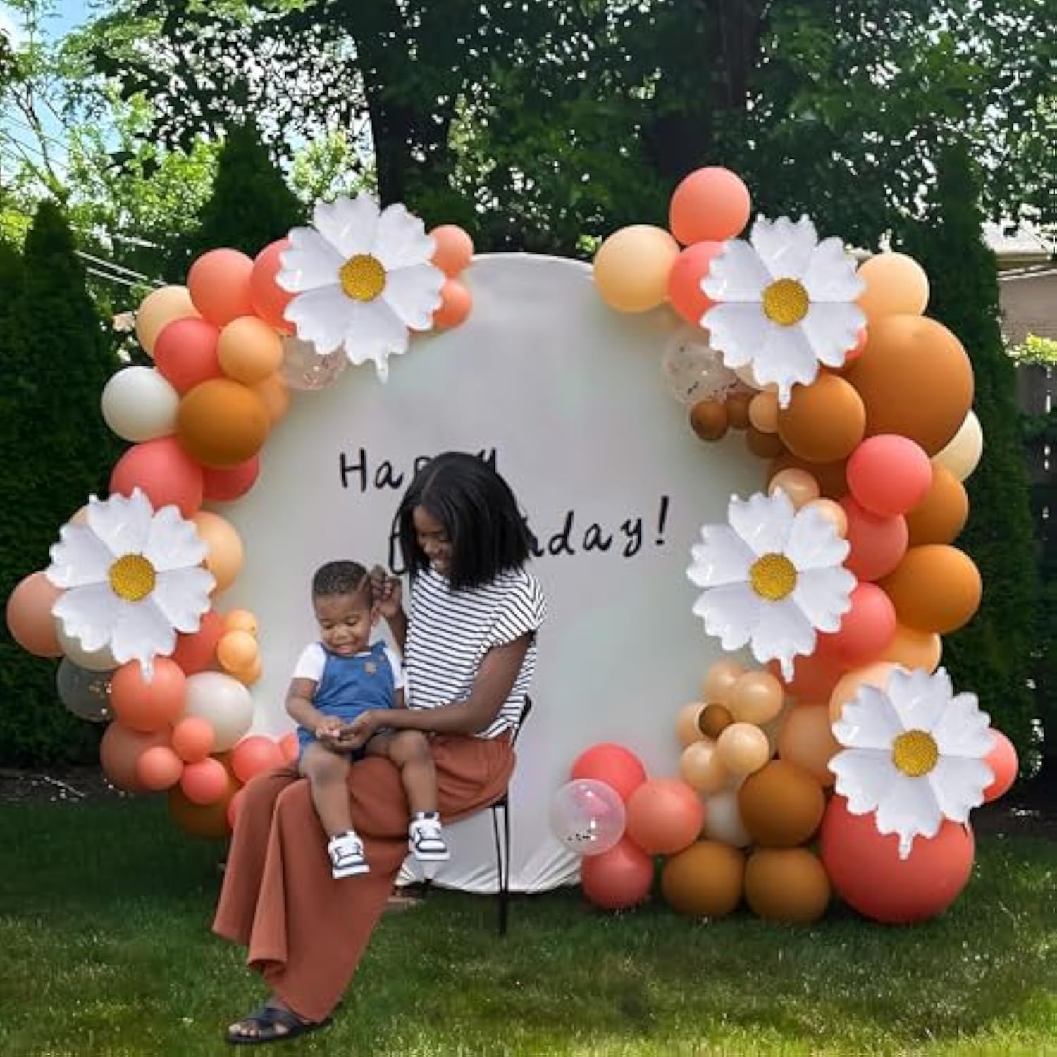 5 Pcs Daisy Flower Foil Mylar Balloons - White Groovy Boho Style, Ideal For Birthday, Wedding, Shower Party Decorations & Supplies