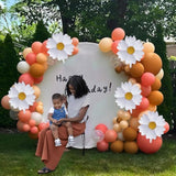 5 Pcs Daisy Flower Foil Mylar Balloons - White Groovy Boho Style, Ideal For Birthday, Wedding, Shower Party Decorations & Supplies