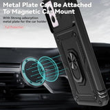 Motorola G Power 2024 5G Phone Case with Sliding Camera Lens Cover and 360° Rotatable Kickstand Ring, Black