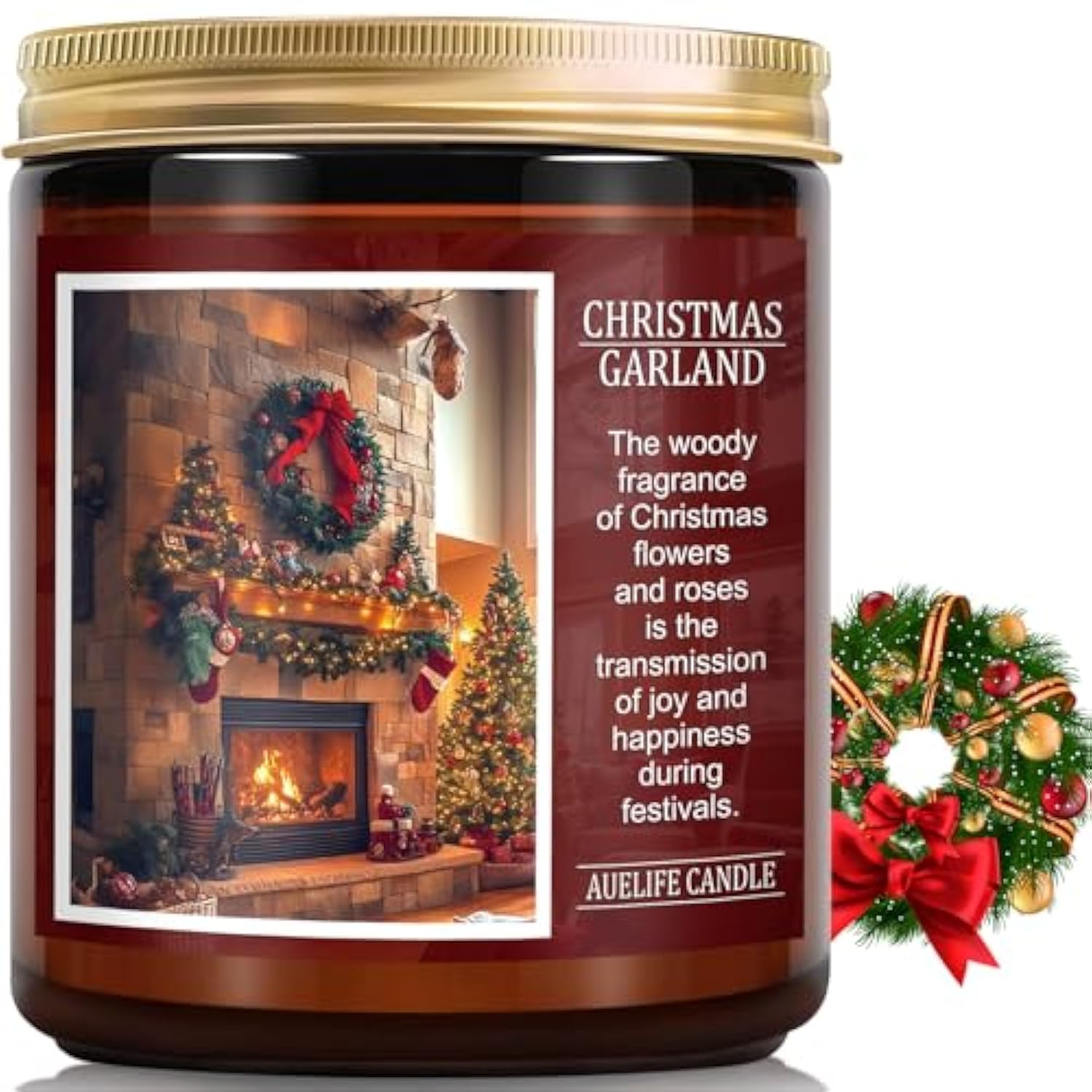 Christmas Candles | Christmas Garland Scented Candle, Holiday Soy Wax Candles For Home Scented, Aromatherapy Gifts For Women And Men, Cozy Winter Candle For Home Decor, 7 Oz