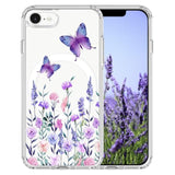 Floral Pattern Clear Shockproof Case for iPhone 16e/17e 6.1" - Compatible with MagSafe, Slim Phone Cover for Women, Girls, Butterfly Flower Design, Hard PC Back, Soft TPU Edge, Magnetic Case