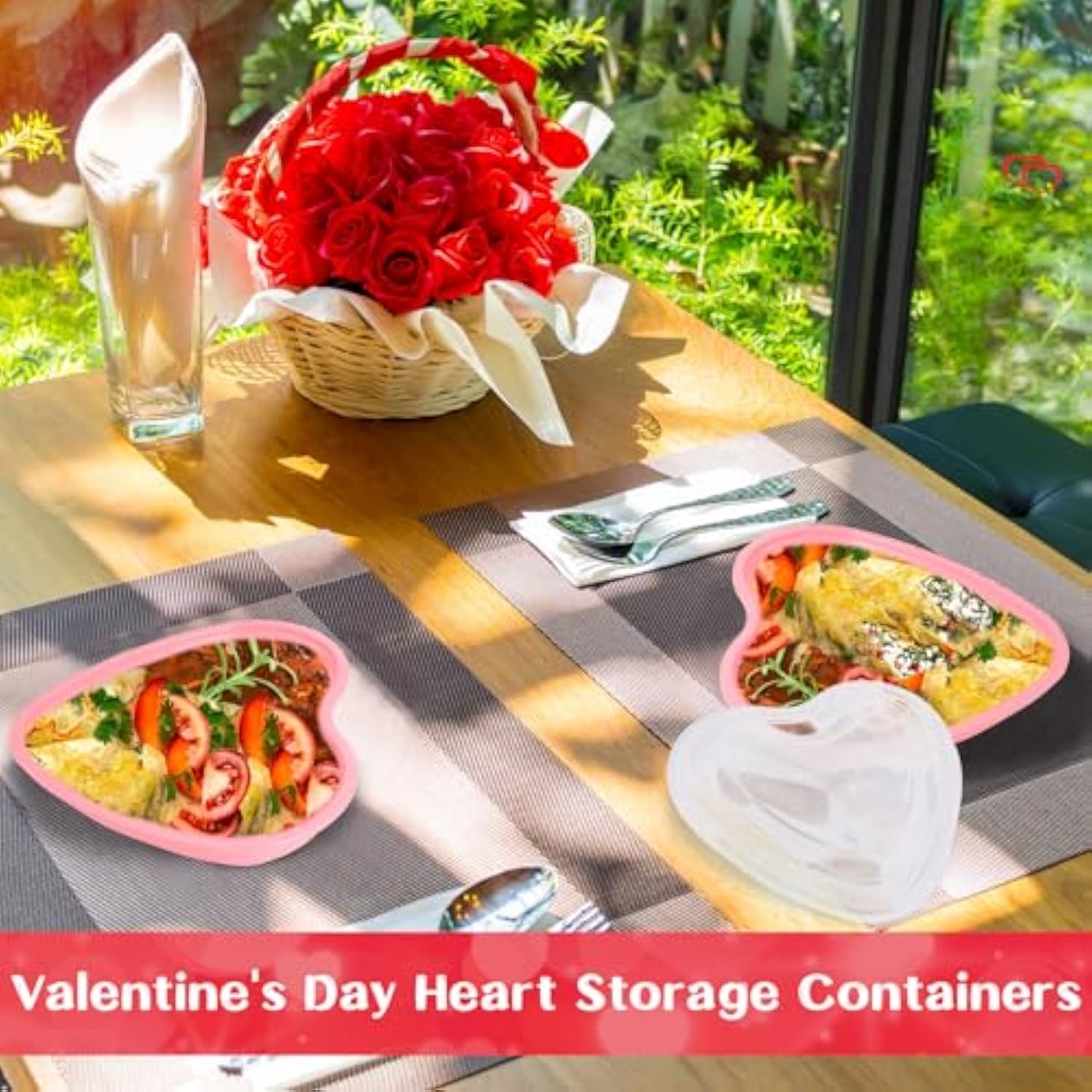 25 Pack 34 Oz Heart Shaped Food Storage Containers Valentine‘S Day Heart Box With Clear Lid Pink Plastic Seasoning Plates Dessert And Lunch Box For Kitchen Restaurant Fruit Vegetable Food