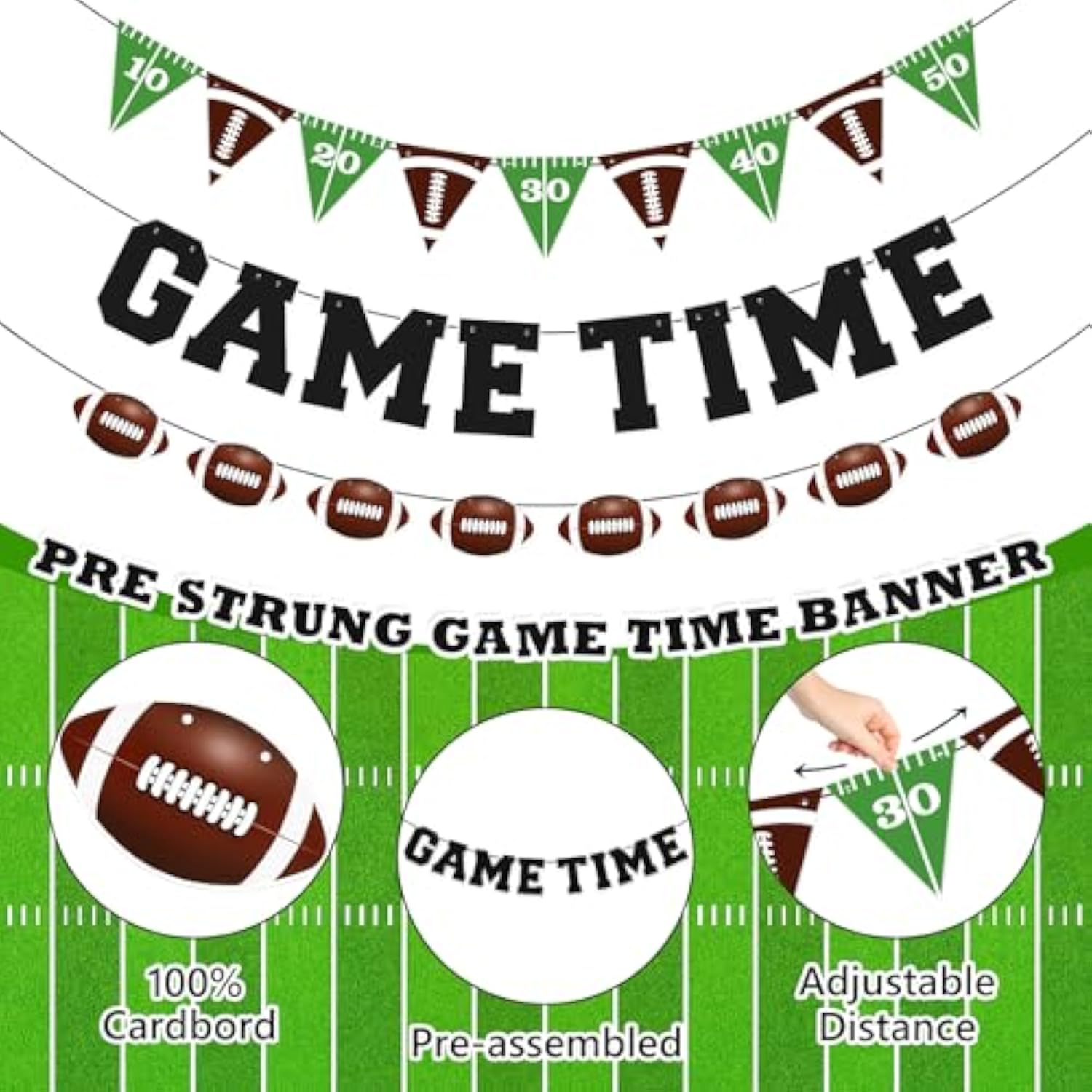 Football Party Decorations, Pre-Strung Football Banner For Sports Birthday Party Decorations