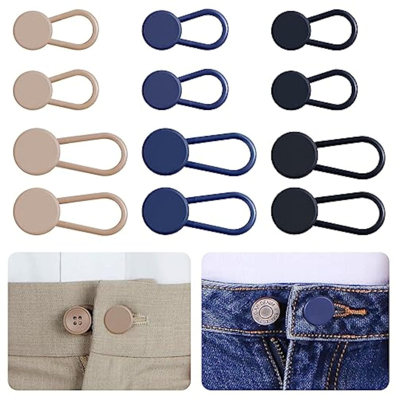 12Pcs Button Extenders For Jeans, Pants Waist Button Extender For Women Men, 3 Colors Pant Waistband Expander, Pants Waist Extension 1-1.4 Inches