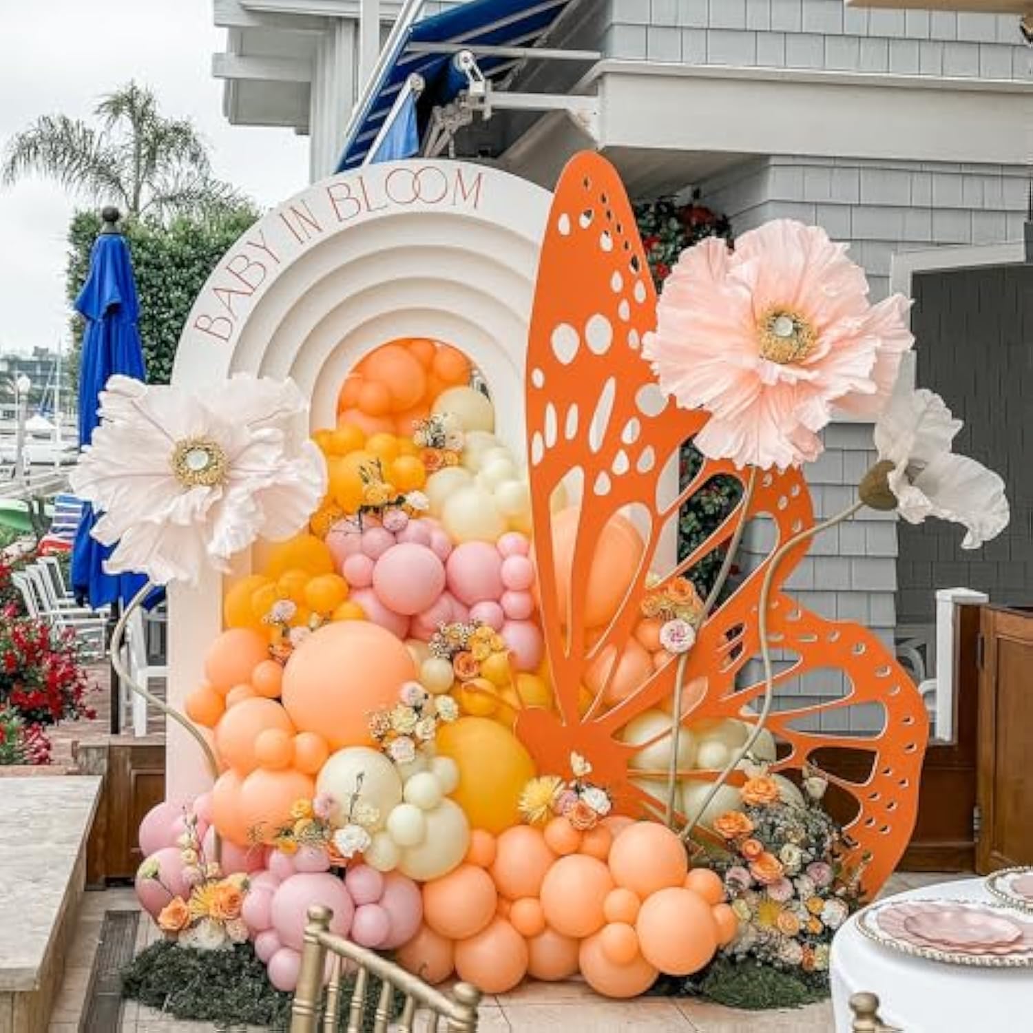 160Pcs Pink Yellow Orange Balloon Garland Arch Kit, Macaron Pastel Pink And Yellow Latex Balloons For Baby In Bloom Birthday Boho Daisy Groovy Spring Party Decorations