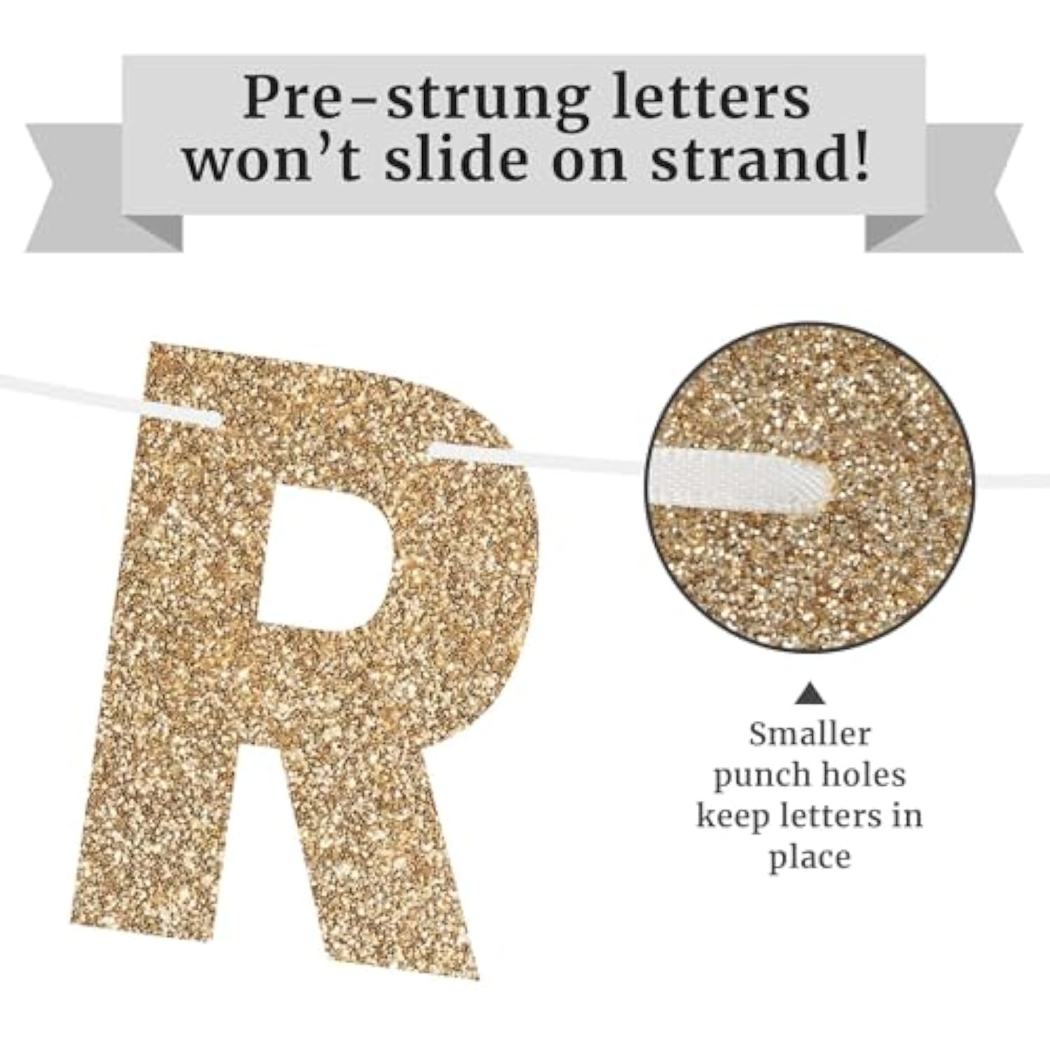 Pre-Strung Happy Retirement Banner - No Diy - Gold Glitter Happy Retirement Banner - Pre-Strung On 8 Ft Strands - Farewell Party Decorations For Men & Women. Did We Mention No Diy