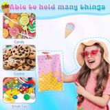 Ice Cream Party Favor Bags - 50Pcs Plastic Sweet Candy Goodie Treat Gift Bag With Handles Cute Summer Ice Cream Theme Birthday Party Supplies Baby Shower Wedding Decor