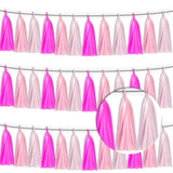 3P Maca-Rose Red Pink Lightpink Metallic Fringe Banner Garland Foil Tinsel Streamer Backdrop Banners For Parties, Wall Hanging Curtain Parade Floats,Graduation Decorations, Wedding Party Decoration